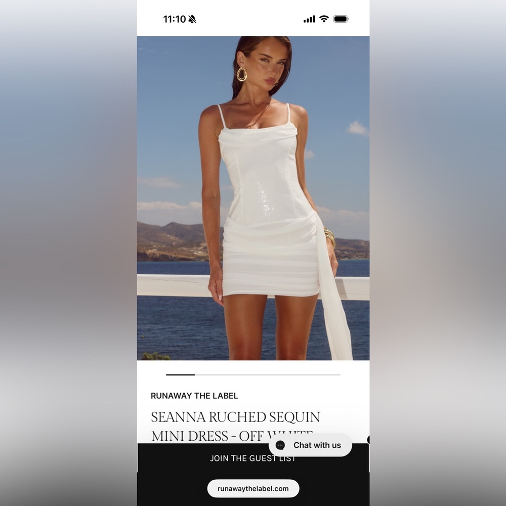 Runaway The Label Seanna Ruched Sequin Off-White Mini Dress